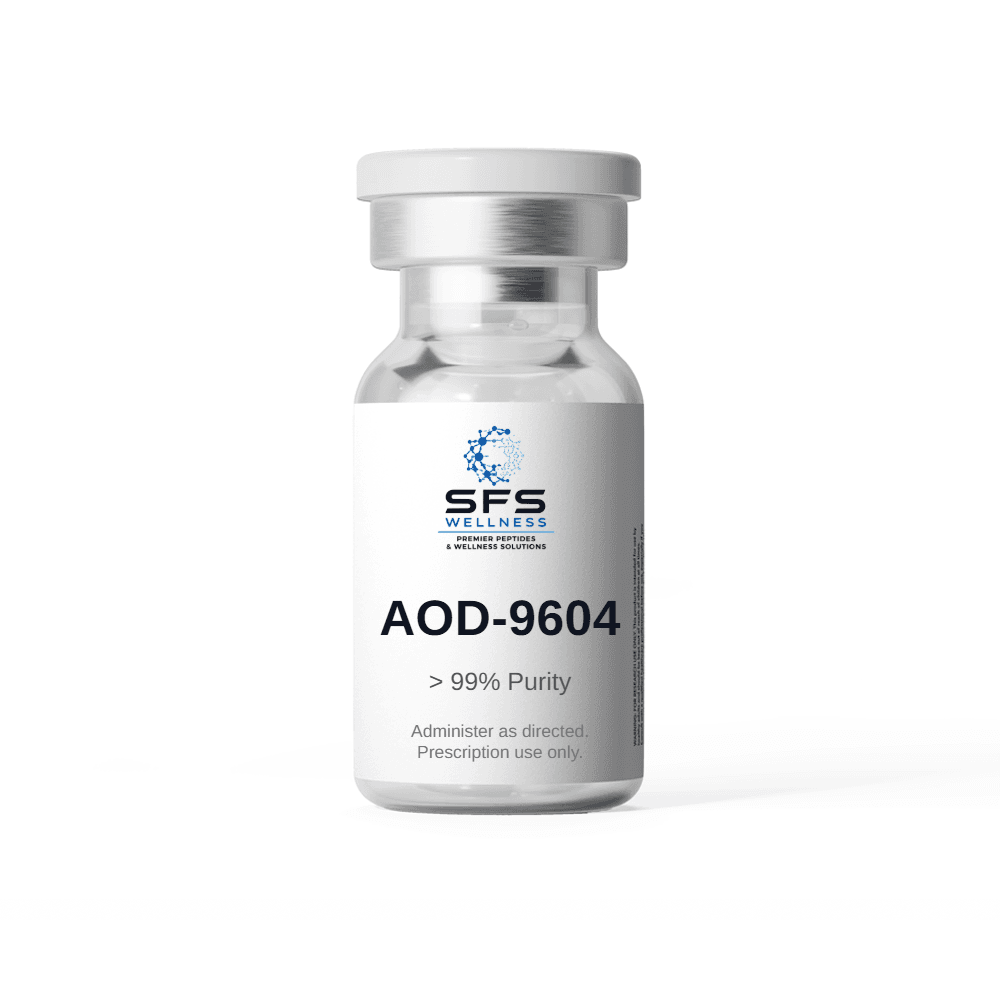 AOD-9604 vial on a clean white background