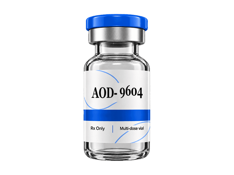 AOD-9604 vial on a clean white background
